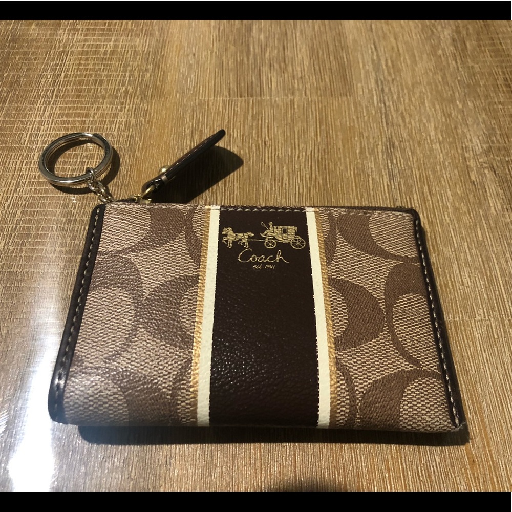 Coach Coated Canvas with Leather Trim Coin Purse